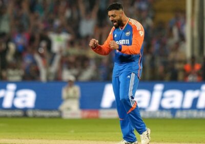 Varun Chakravarthy pumps his fist in celebration at a India match in file photo. Varun to join India's ODI squad against England after T20I exploits