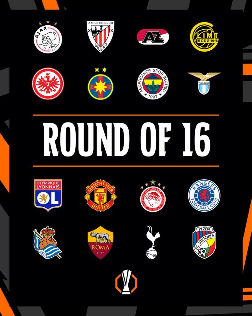 Europa League Round of 16: Teams in full