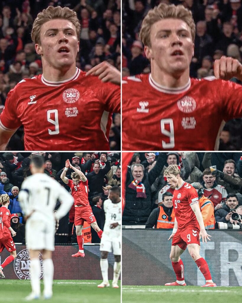 Hojlund hit the Siu celebration after scoring against Portugal