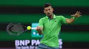 Serbia's Novak Djokovic takes a shot at a BNP Paribas Open match in file photo. Murray joins Djokovic for Indian Wells