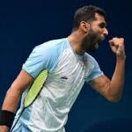 India's HS Prannopy pumps his fist at a recent match in file photo. Prannoy to return at Orleans Masters 2025