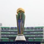 The Champions Trophy 2025 hardware is displayed amid a Pakistan building as background in file photo. ICC thanks PCB, ignores CT2025 post-finals presentation row