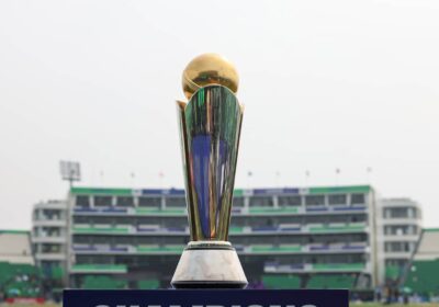 The Champions Trophy 2025 hardware is displayed amid a Pakistan building as background in file photo. ICC thanks PCB, ignores CT2025 post-finals presentation row