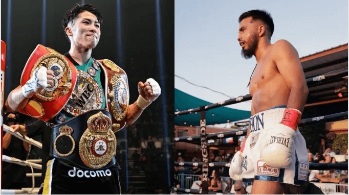 Japan's Naoya Inoue (left) is wrapped with all his title belts while American Ramon Cardenas (right) is paired in thisfile photo. Inoue eyes Cardenas for May bout after Picasso backs out