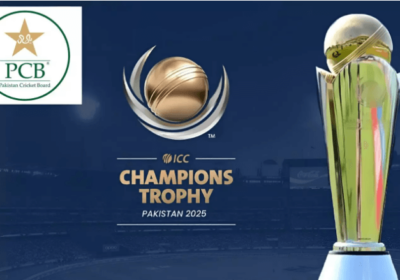 The logo of the Pakistan Cricket Board (PCB) and the International Cricket Board (ICC) are disp[layed in the Champions Trophy 2025 promotional material in file photo. PCB slams ICC for 'mismanagement' in CT2025 ceremony row