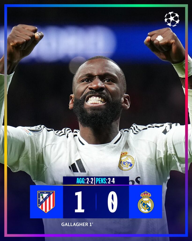 Antonio Rudiger took the last kick during shootout to put Real Madrid in the UCL Quarterfinal