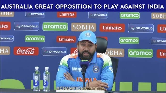 India skipper Rohit Sharma fields questions at a Champions Trophy 2025 news conference on Monday. India vs Australia semis in Dubai 'new for us as well,' says Sharma