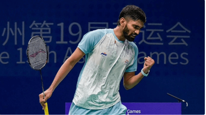 India's Kidambi Srikanth pumps his fist after a shot in file photo. Srikanth, Jun Hao advance in Swiss Open