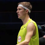 Denmark's Viktor Axelsen looks at the crowd during his match against Chinese Taipei's Lin Chun-yi in Birmingham on Wednesday. Axelsen ousted in All England Open