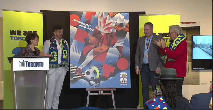 Officials unveiled the FIFA World Cup 2026 official city poster at the City of Toronto on Tuesday. FIFA World Cup 2026 poster from Toronto-based artist unveiled
