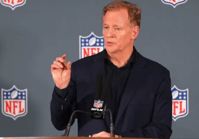 NFL Commissioner Roger Goodell addresses reporters at a recent news conference in file photo. NFL decision on allowing players in 2028 LA Games soon: Goodell