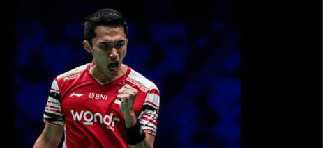 Jonatan Christie pumps his fist as he plays for Indonesia against India on Tuesday. . Japan reaches Sudirman Cup 2025 quarterfinals
