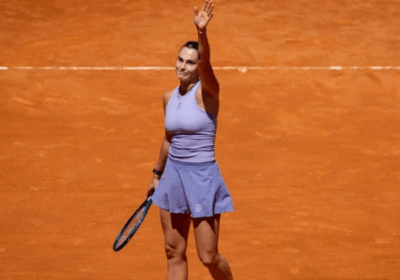 Belarus' Aryna Sabalenka acknowledges the cheers of the crowd in Madrid on Sunday, Sabalenka reaches Madrid Open last 16