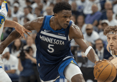 Minnesota guard Anthony Edwards tries to attack the hoop against the Golden State Warriors in Game 2 of their second-round series on Thursday. Wolves vs Warriors sees Minnesota win amid Edwards injury scare