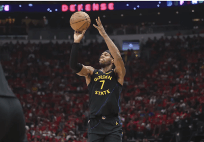 Golden State guard Buddy Hield shoots the ball in Game 7 of their first round serives in Houston on Sunday. Rockets vs Warriors sees Hield lead Dubs to Game 7 win