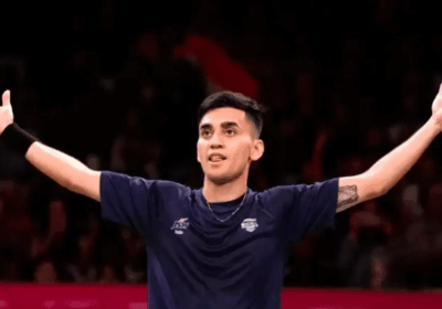 Laksya Sen raises his arms at a recent tournament in file photo. Thailand Open 2025 vital for Indian shuttlers to bounce back