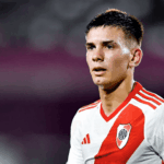 River Plate midfielder Franco Mastantuono looks on as he walks the field in file photo. Mastantuono eyed by Argentina for 2026 FIFA World Cup qualifiers