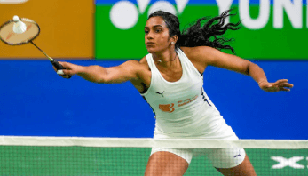 India's PV Sindhu stretches for a shot at the Malaysia Masters 2025 on Wednesday. Prannoy upsets Nishimoto at Malaysia Masters 2025; Sindhu loses