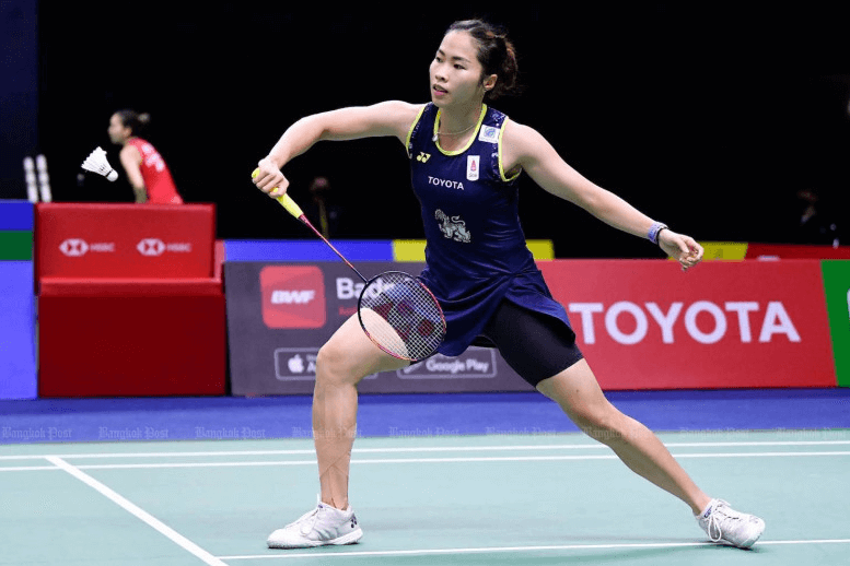 Thailand's Ratchanok Intanon gets ready for a shot in file photo. Loh beats Gunawan in Thailand Open 2025; Hooda, Bansod lose