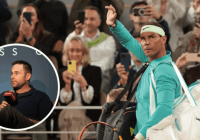 Spanish tennis legend rafael Nadal (right) waves to the crowd while retired American tennis player Andy Roddick (inset) is also shown in the photo. Nadal's French Open tribute ceremony a 'no-brainer,' says Roddick