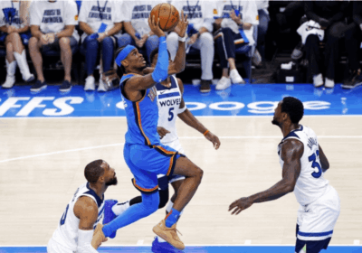 OKC guard Shai Gilgeous-Alexander drives to hte hoop against the Minnesota Timberwolves in Game 5 of their Western Conference finals on Wednesday. Thunder vs Wolves has OKC set to 'buckle up' for NBA Finals