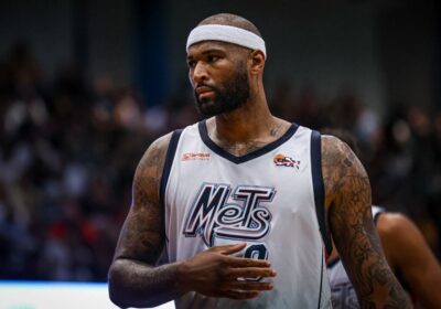 Former NBA star DeMarcus Cousins dons a jersey of the Guaynabo Mets in Puerto Rico in file photo. Ex-NBA star Cousins goes viral, loses temper in Puerto Rico game