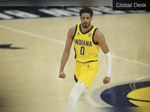 Indiana guard Tyrese Haliburton gestures on the court in Game 6 of the NBA Finals vs OKC Thunder on Thursday. Pacers force Game 7 after rout of OKC; Haliburton returns