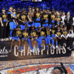 Players and staff of the Oklahoma City Thunder pose for photographers after winning Game 7 of the NBA Finals over the Indiana Pacers on Sunday, Thunder vs Pacers Game 7 sees OKC gets title; Haliburton exits