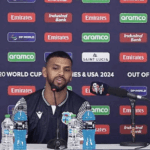 Cricketer Nicholas Pooran fields questions at a news conference in file photo. Pooran retires from intl cricket, West Indies national team at 29