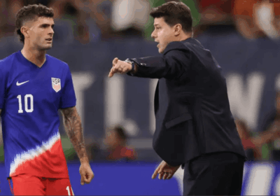 UMSNT manager Mauricio Pochettino (right) hollers instructions to star winger Christian Pulisic (left) in the sidleines at a recent match in file photo. Pochettino welcomes 'positive' USMNT win amid Pulisic comments